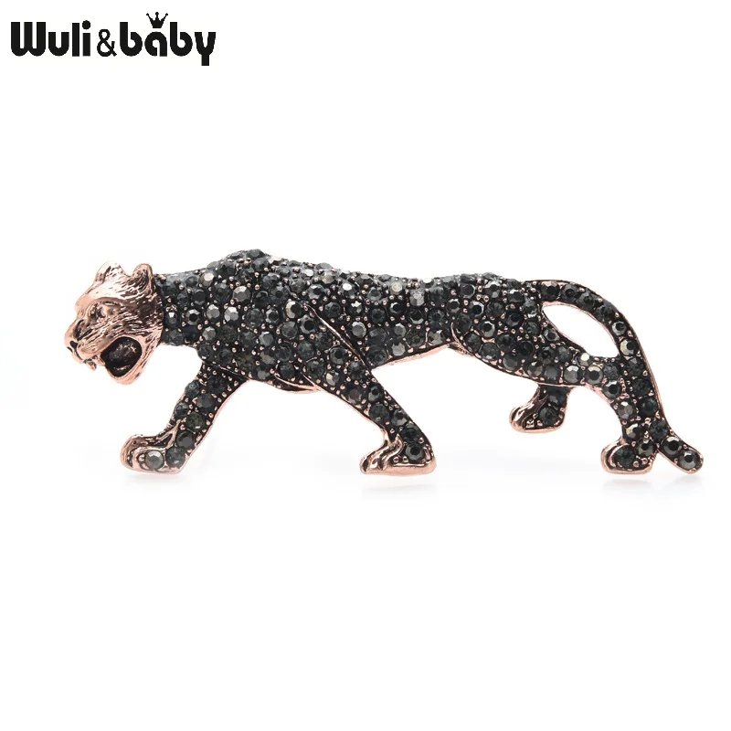 Wuli &amp baby Стразы леопардовые Броши для женщин и мужчин винтажные металлические 2