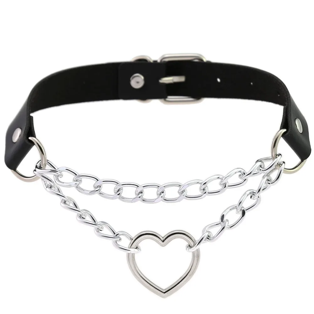 

Fashion cosplay Harajuku Punk Rock Gothic necklace Sexy PU Leather Heart Round Spike Collar Choker Necklace Body Accessories