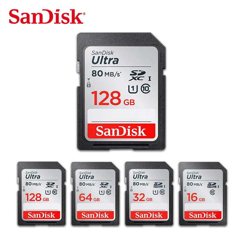 5pcs SanDisk Ultra SD Card C10 Max 100MB/s Flash Card 16GB 32GB 64GB 128GB SDXC SDHC Class 10 Memory Card For Camera