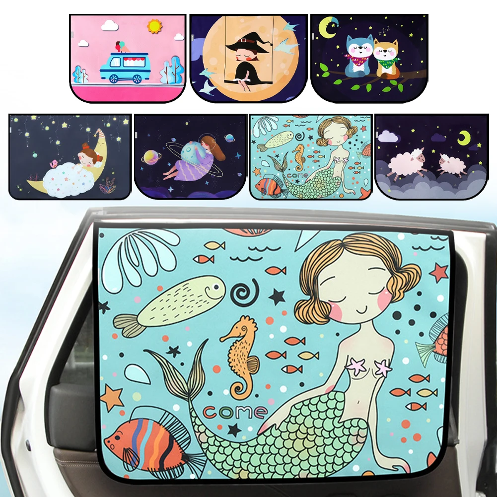 Magnetic UV Protect Curtain Side Window Sunshade Cover For Baby Kids Cute Cartoon Car Styling Universal Car Sun Shade Cover