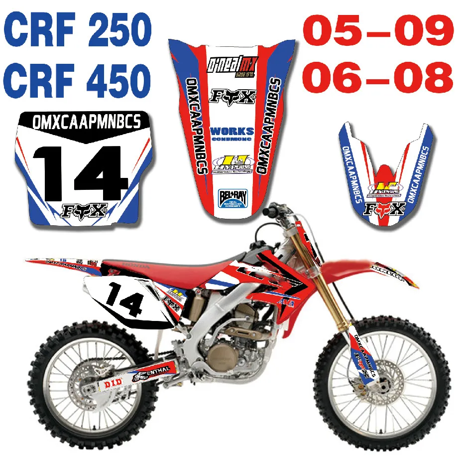 Мотоцикл графическая наклейка Стикеры для Honda CRF250R CRF 250 2005 2006 2007 2008 2009 CRF 450 CRF450R 2006-2008 для Honda Стикеры