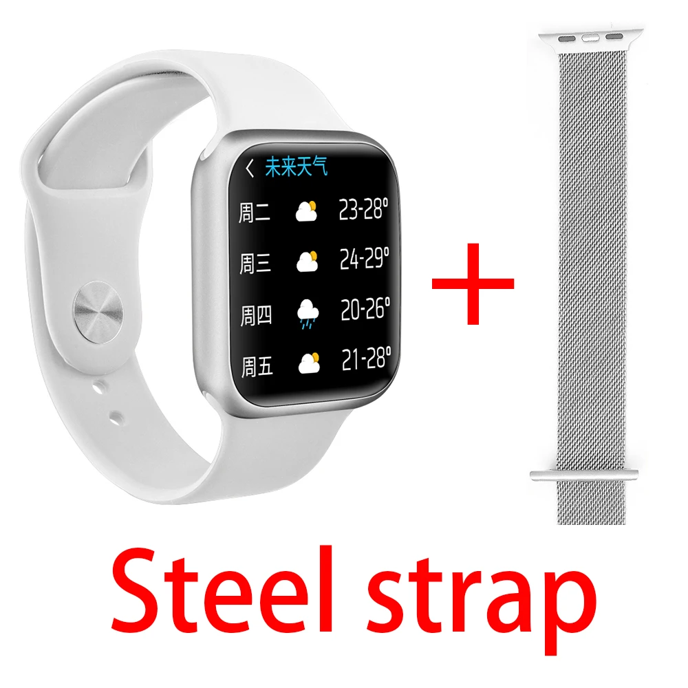 Silver 2 straps Смарт-часы P90, монитор сердечного ритма, умные часы для мужчин и женщин, для iPhone, Xiaomi, Apple, телефон, монитор сердечного ритма, pk IWO p80 p70 - Цвет: Silver 2 straps