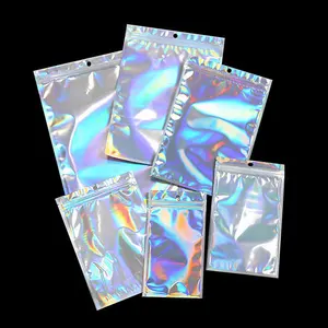 10 шт. 14x20 см сумки с замком на молнии Косметические Пластиковые лазерные радужные сумки голографические сумки для макияжа голограммные сумки на молнии