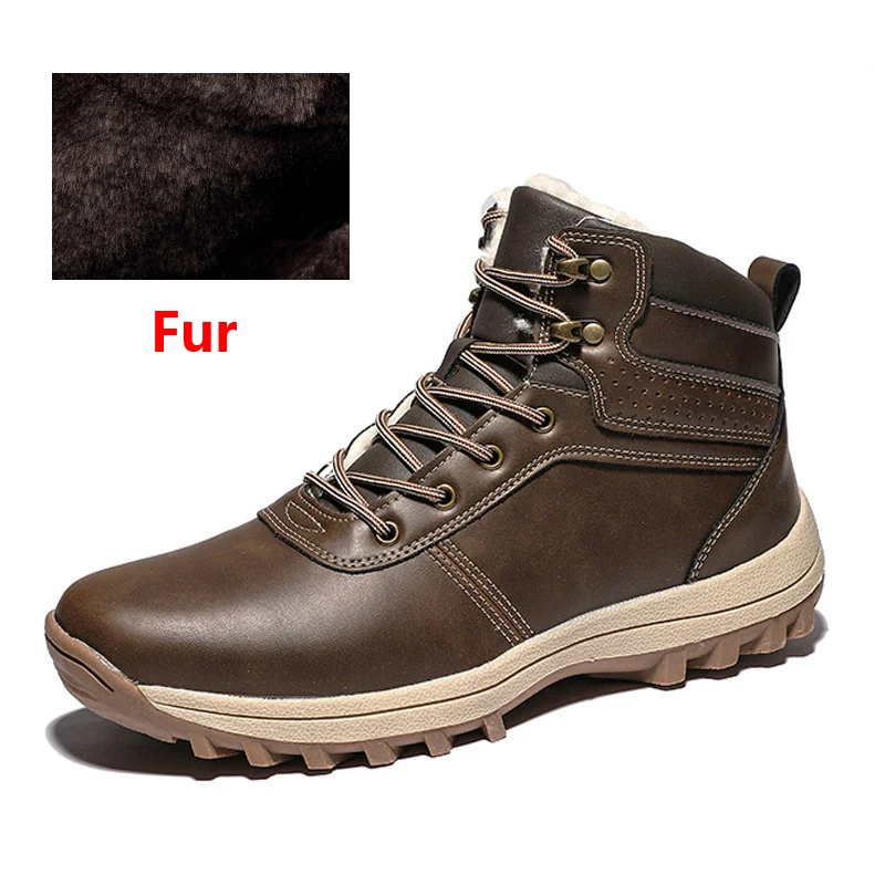 02 Fur Dark Brown OZERSK/; сезон осень; популярные мужские ботинки; нескользящая повседневная обувь из натуральной кожи; высококачественные зимние ботильоны; мужские зимние ботинки - Цвет: 02 Fur Dark Brown