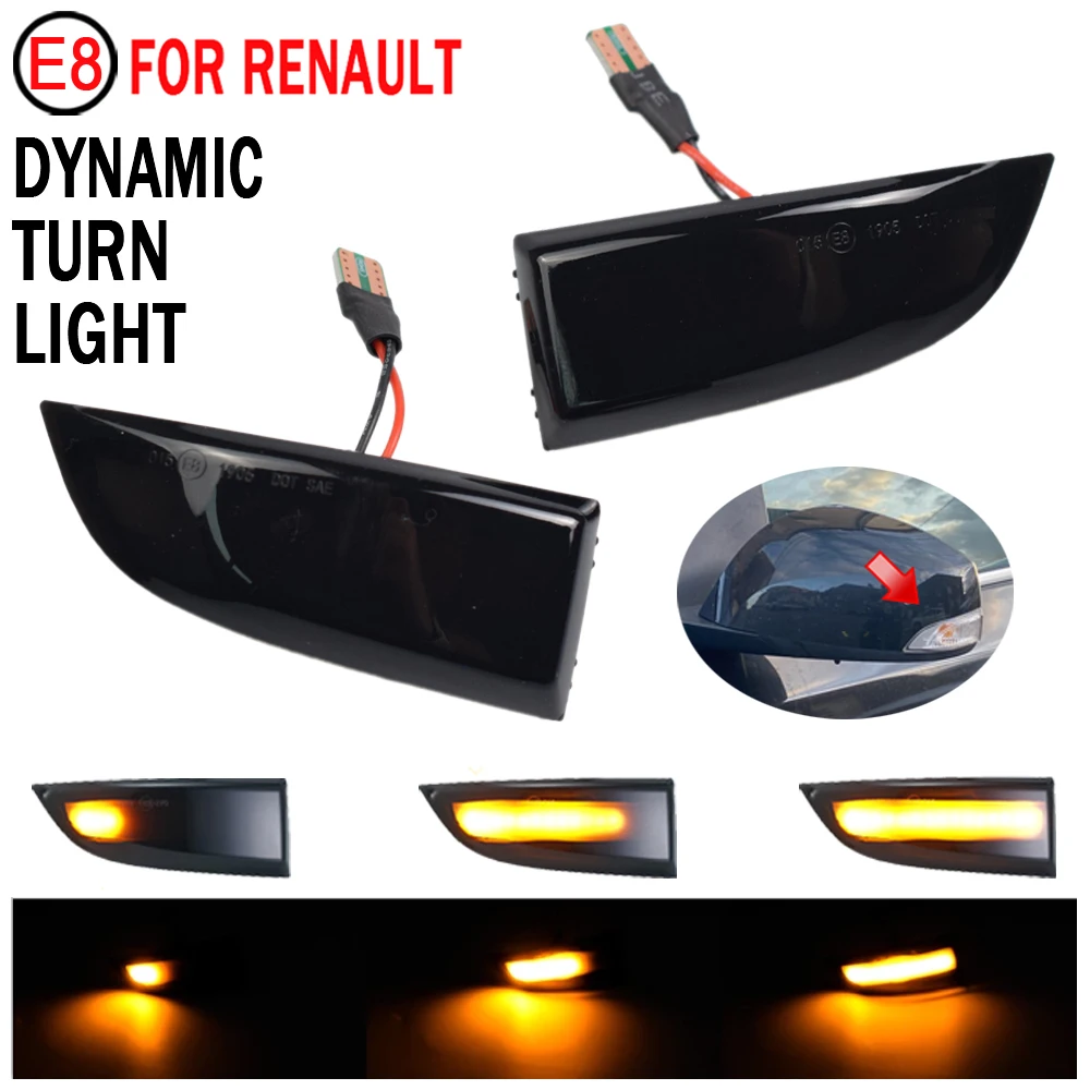 

For Renault Megane MK3 Scenic Fluence LED Dynamic Turn Signal Light Side Wing Rearview Mirror Indicator Lamp With Bottom Shell