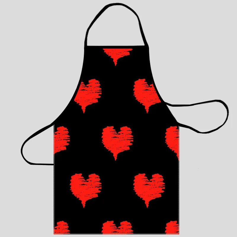 

Heart Pattern Kitchen Aprons For Women Oxford Fabric Cleaning Pinafore Home Cooking Accessories Apron