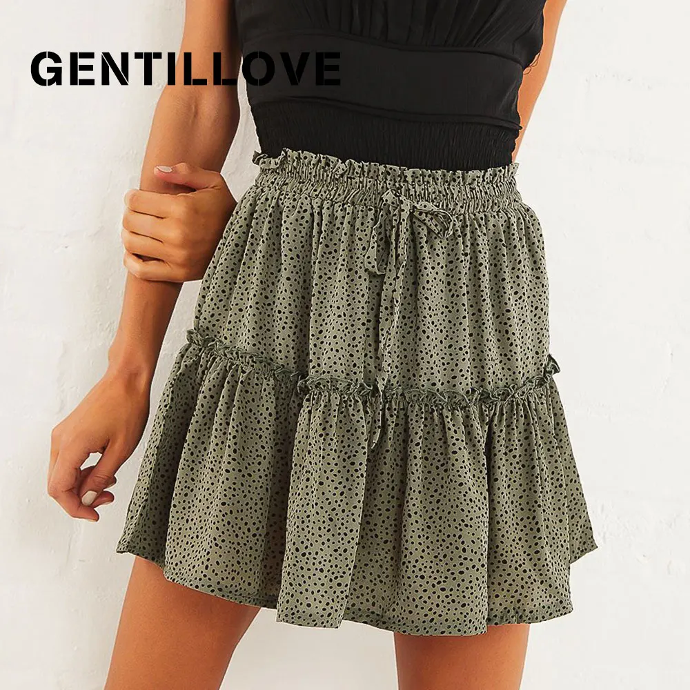 Юбка Gentillove Женская плиссированная Пляжная с высокой талией шифоновая короткая