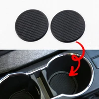 universal 2pcs black carbon fiber look auto dashboard water cup slot elastic non slip mats pads interior parts car accessories