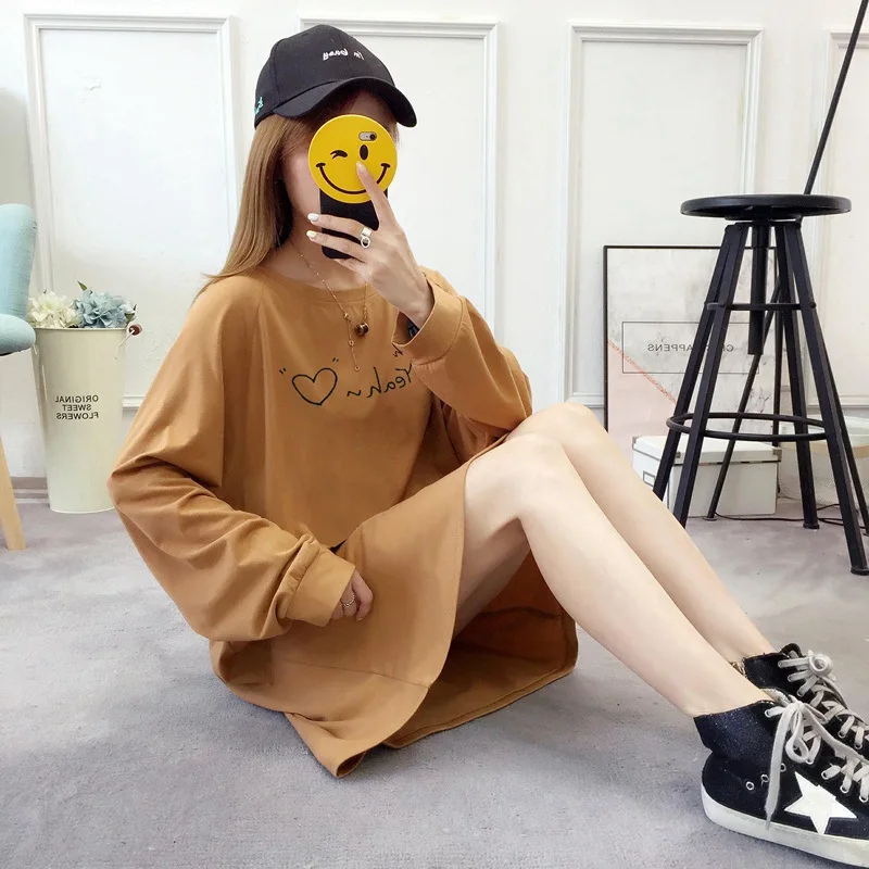 Женское Хлопковое платье с длинным рукавом свободное тонкое нижнее белье