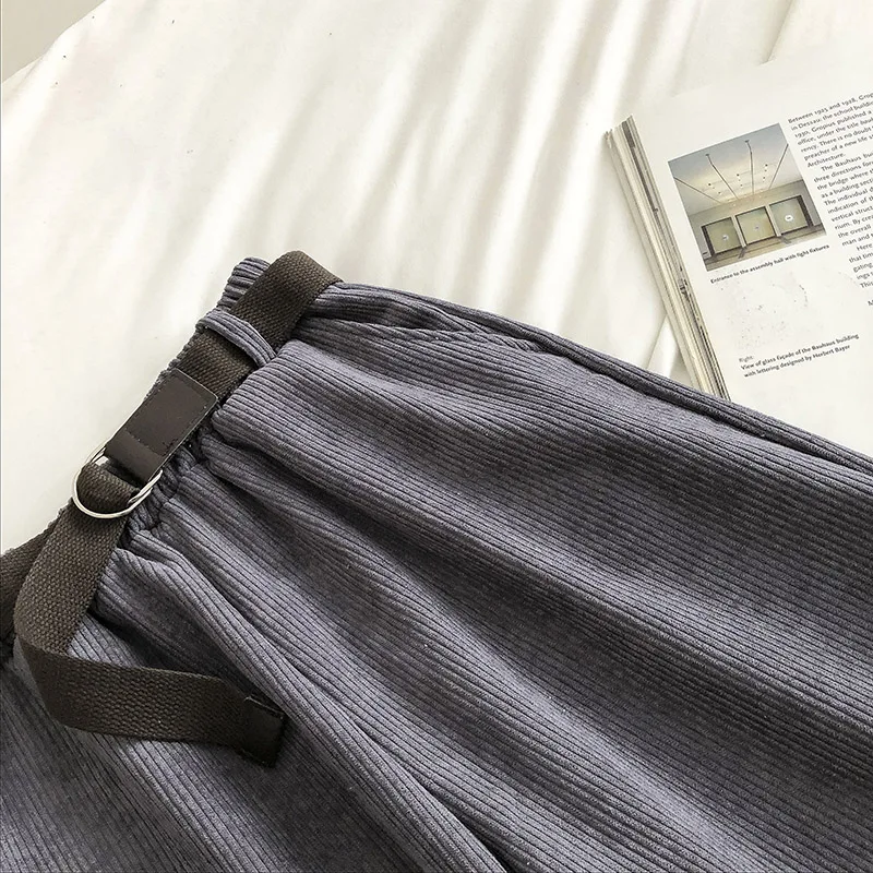 

Solid fleece casual pants women's 2021 clothes plus velvet harajuku ladies elastic high waist straight pants with belt trousers