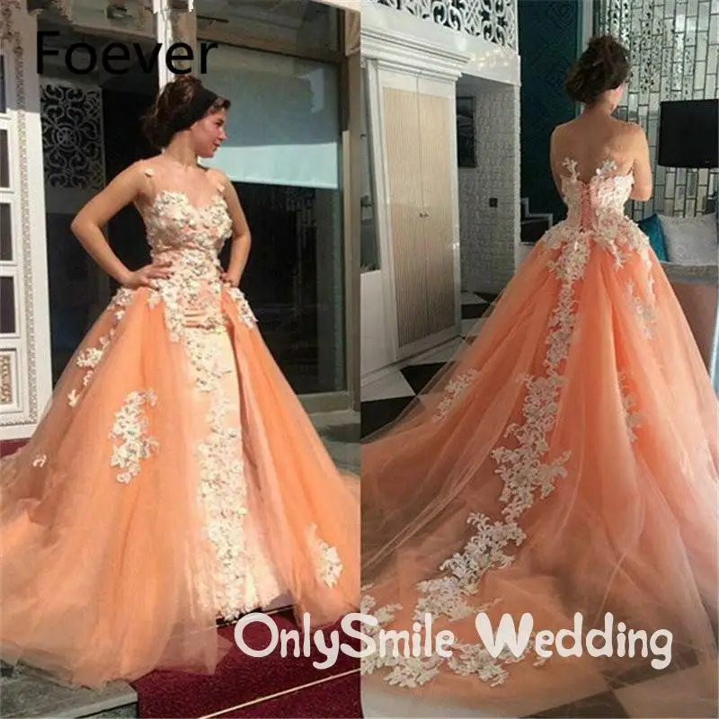 Dubai Kaftan Muslim Evening Gowns with Detachable Train Soft Tulle Lace Appliques Mermaid Party Dresses Long | Свадьбы и торжества