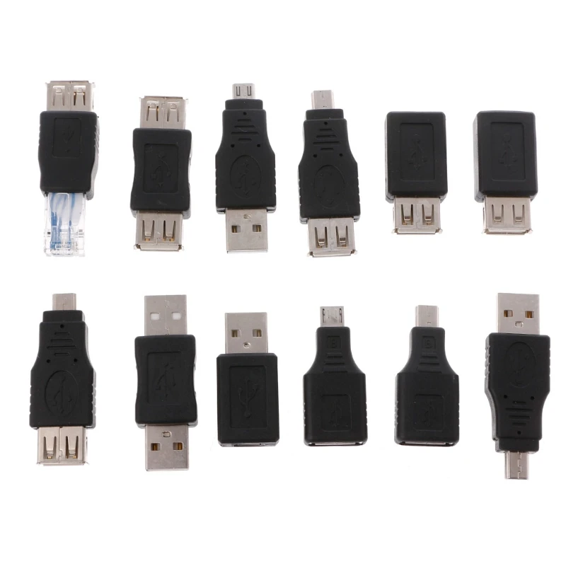

12 шт./компл. адаптер преобразователя данных OTG USB 2,0 A папа-мама Micro-B Mini-B
