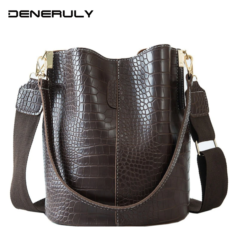 

Crocodile Leather Bucket Bag Women High Capacity Crossbody Bags For Women 2019 Vintage Alligator Women Handbags Sac Main Femme