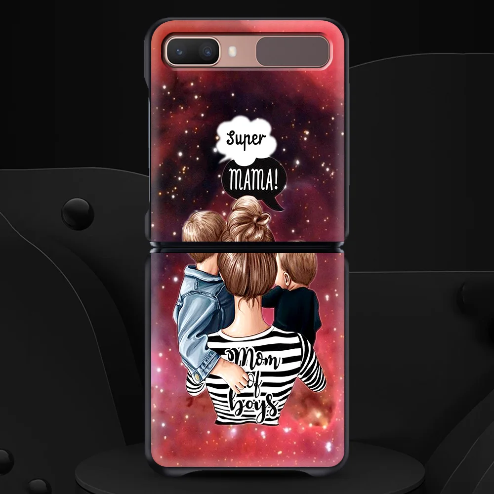 

Super Mom Woman Baby for Samsung Galaxy Z Flip Mobile Phone Shell Zflip Folding Protective Case Luxury Black Coque Shell