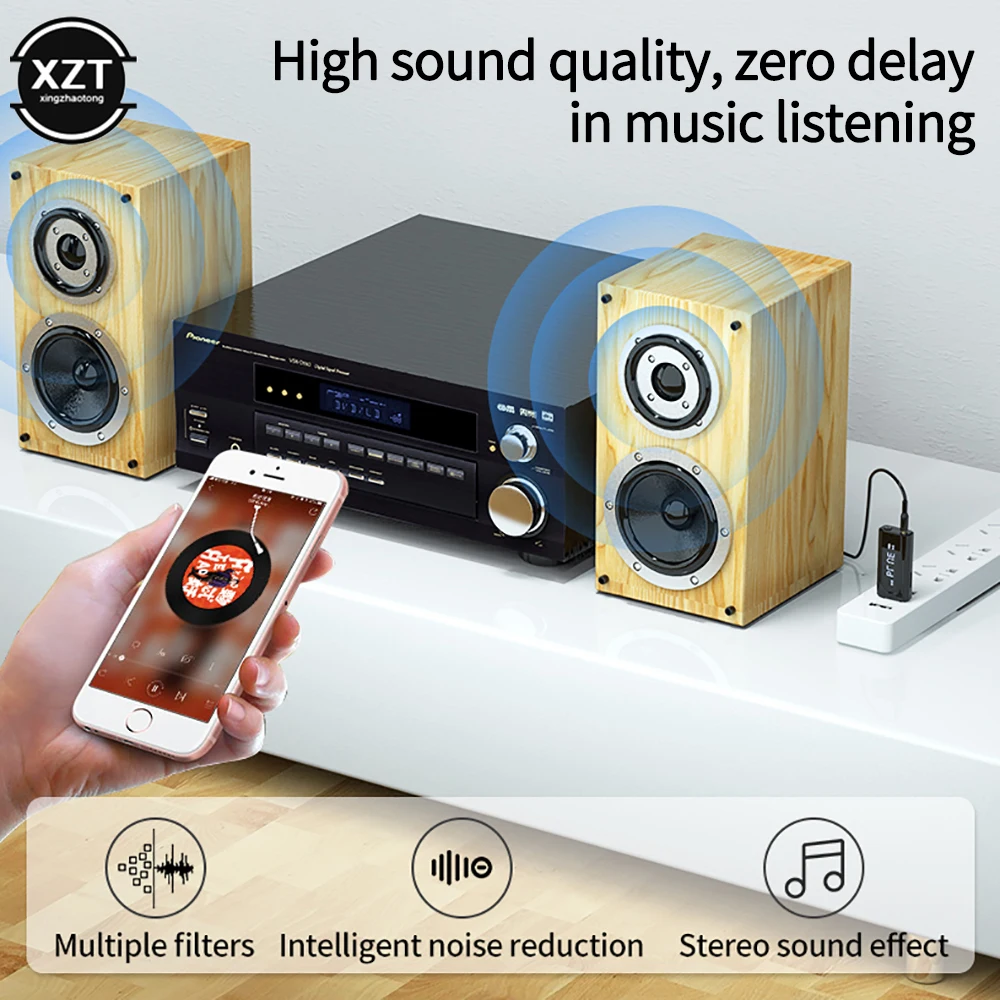 USB Bluetooth 5 0 приемник передатчик со светодиодным дисплеем 3 мм Aux TF карта