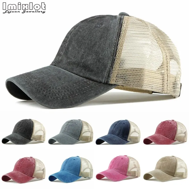 

1PC Solid Ponytail Baseball Cap Women Snapback Dad Hat Mesh Trucker Caps Messy Bun Summer Hat Female Adjustable Hip Hop Hats