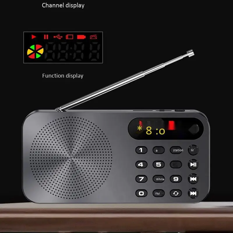 Q6 мульти Функция Fm радио 3600 мА/ч Батарея Перезаряжаемые Led с цифровым дисплеем и