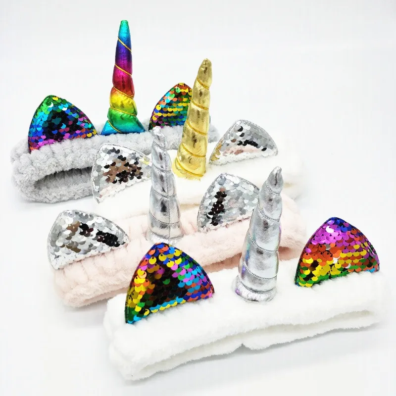 Ободок для Волос Эластичный женский с блестками и кошачьими ушками| |