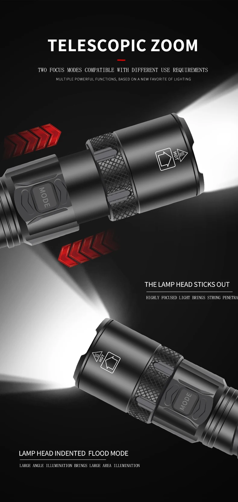 買取 Xhp160/xhp99防水戦術懐中電灯,USB 5つの照明モード,充電式懐中電灯,アルミニウム製