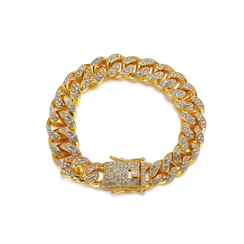 

Men's and women's thick alloy Cuba Bracelet ins hip hop diamond Cuba Necklace