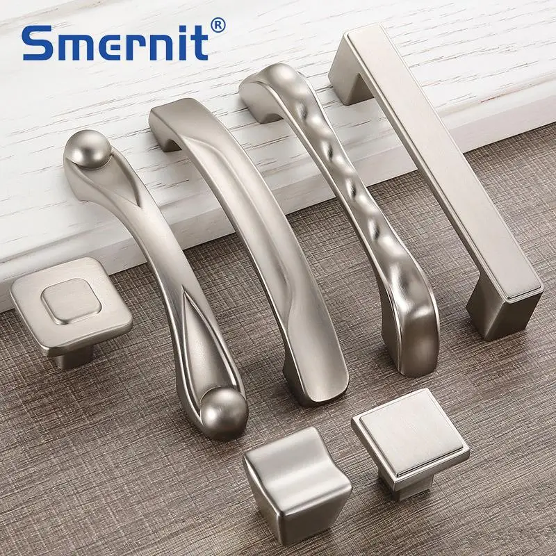 5 шт. современные Серебристые дверные ручки простой элегантный выдвижной ящик