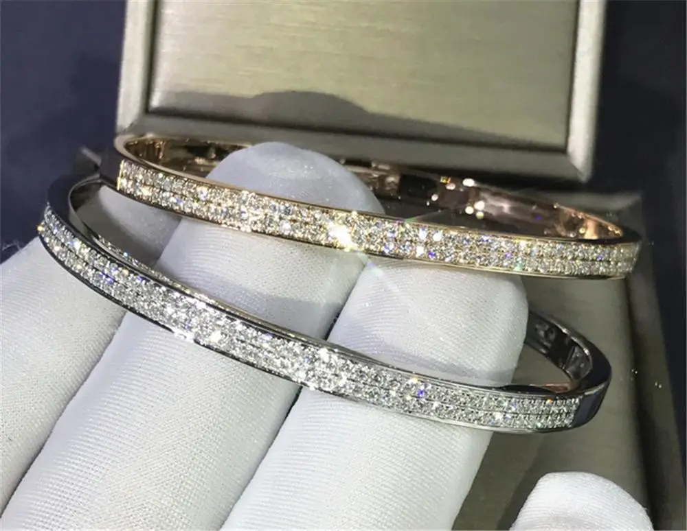 

2020 Trendy AAAAA cz Bangle White Gold Filled Party Engagement bangles Bracelets for women Bridal wedding accessaries