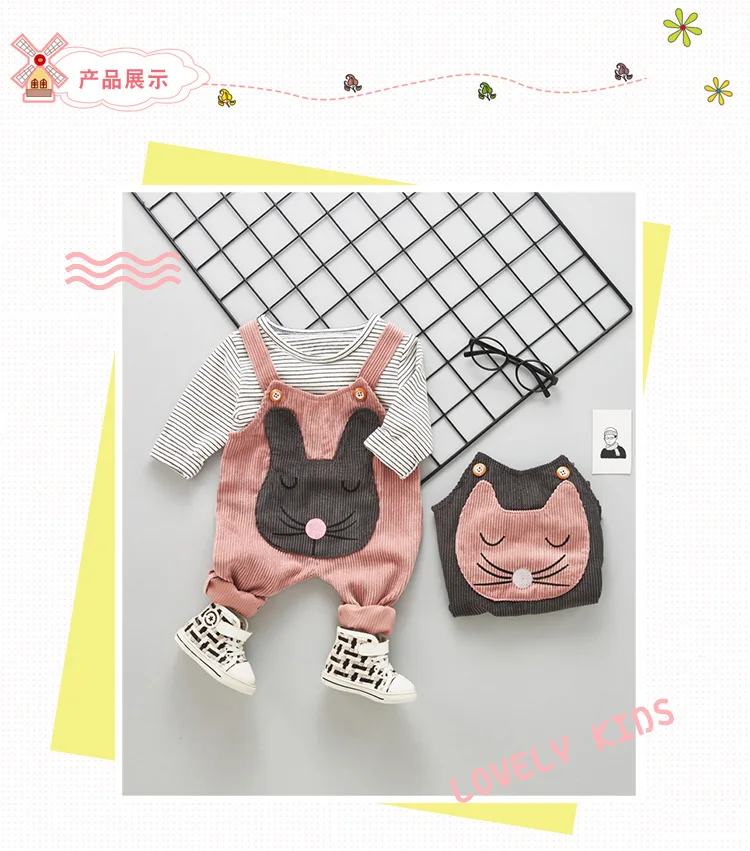 Комплекты одежды для маленьких девочек весенне-осенние модные хлопковые топы