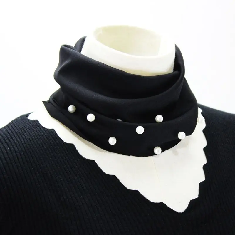 

Women New Fashion Fake Collar Pearl Decorate False High Collar Detachable Collar Lapel Blouse Ladies Clothes Accessories H05D