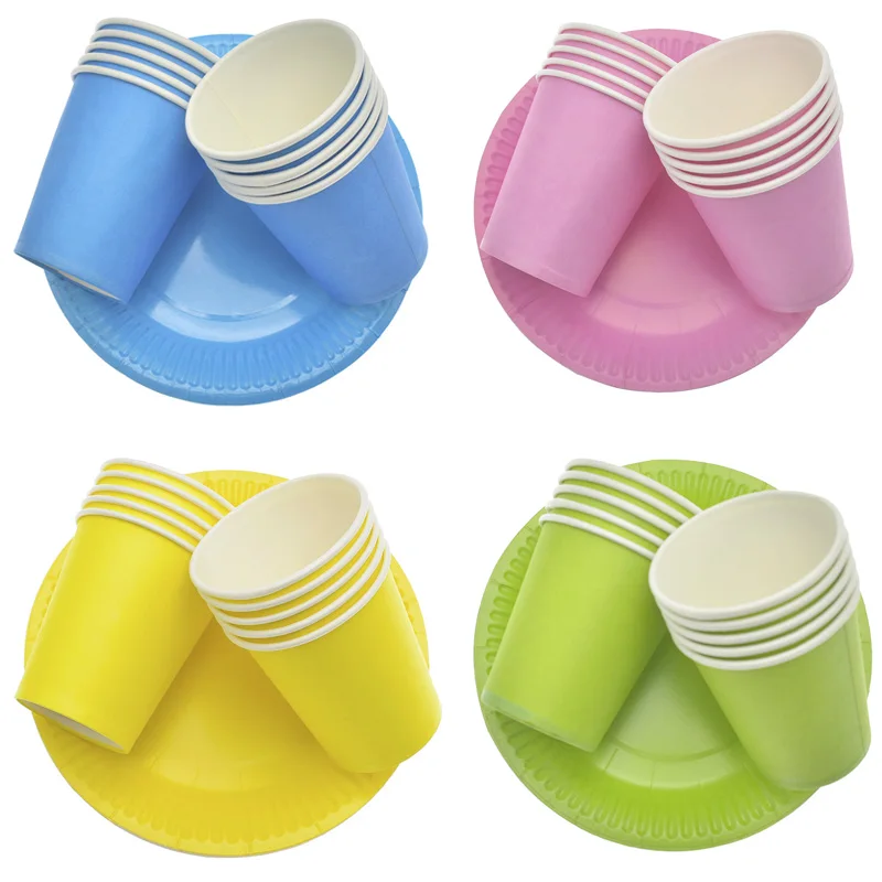 Розовая бумажная тарелка с Минни одноразовая круглая цветная сделай сам для