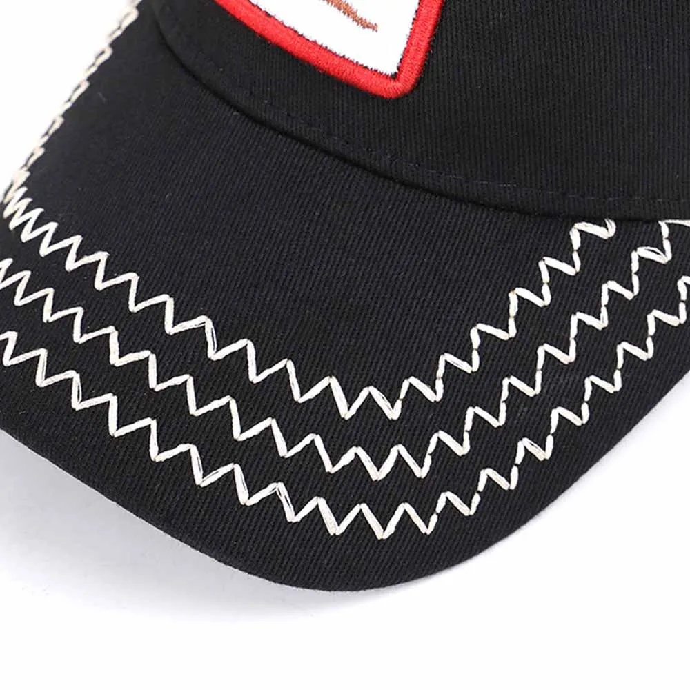 

Animal embroidery baseball cap Cotton Baseball Hats Adjustable Snapback Hiphop Animal Pattern Embroidery Mesh Sun Cap