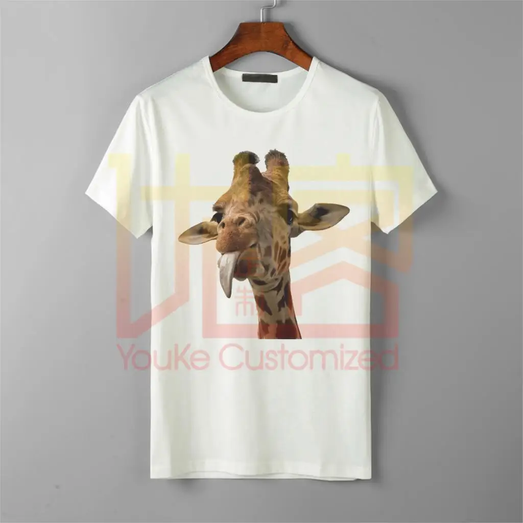 Мужская футболка с рисунком жирафа идея забавного подарка хлопковая Футболка