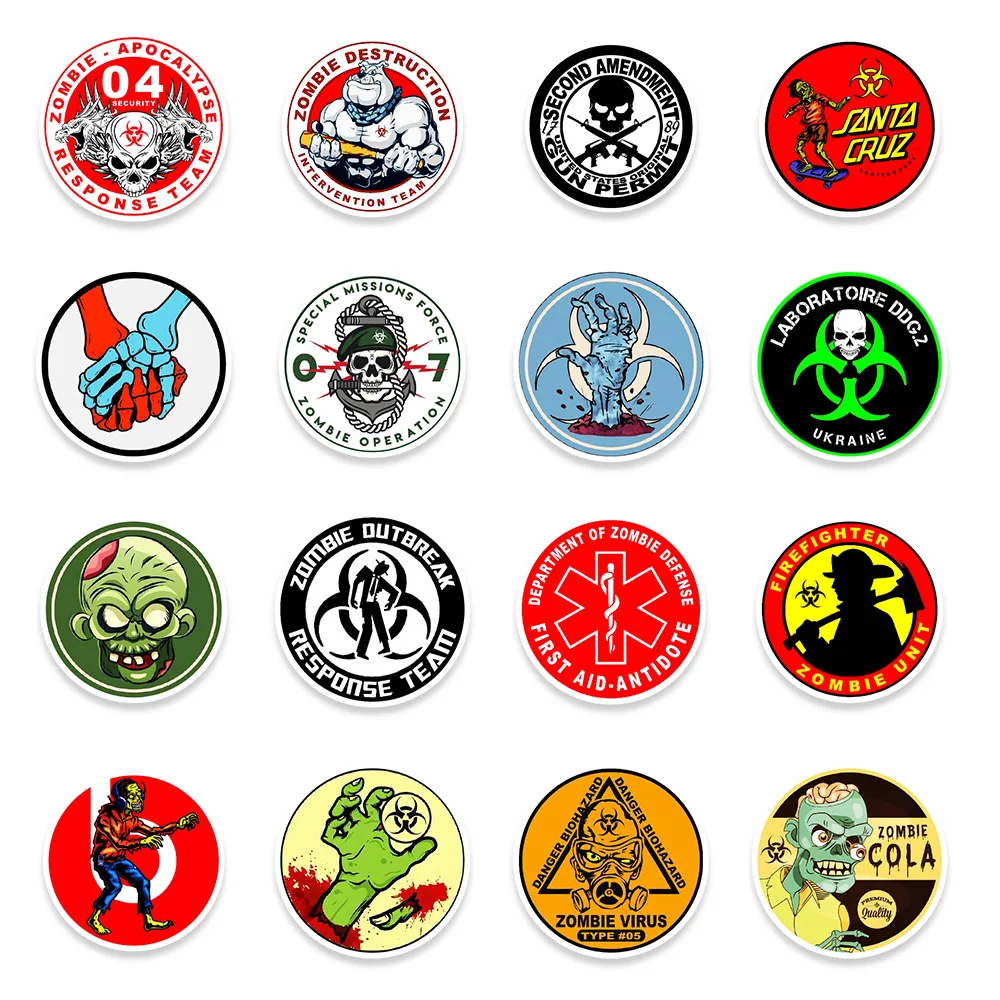 

50pcs Terror Zombie Stickers Pack Laptop Fridge Phone Skateboard Travel Suitcase Graffiti Sticker Kids Children Toys zh192