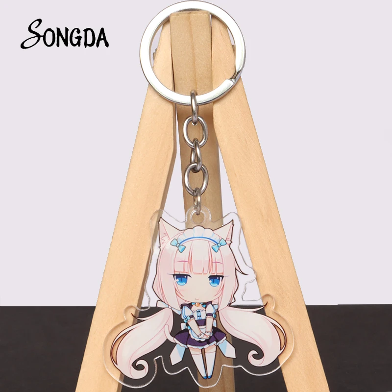 

Новинка, акриловый брелок для ключей в стиле аниме некопара, двухсторонний брелок с мультяшными фигурками, оптовая продажа, ювелирные аксес...