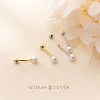 modian genuine 925 sterling silver elegant pearl studs earring for women simple ear studs fashion party fine jewelry bijoux