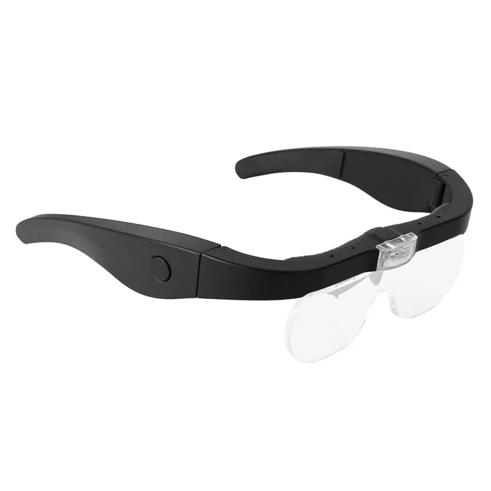 

USB 2 LED Auxiliary Light Wearable Magnifier Magnifying Loupe with 4 Replaceable Lenses 1.5X/2.5X/3.5X/5X Magnification