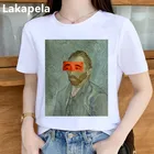 Новинка, футболка с художественной росписью Ван Гога, женская летняя модная футболка, топы, базовые белые футболки с круглым вырезом, забавная женская футболка, Готическая