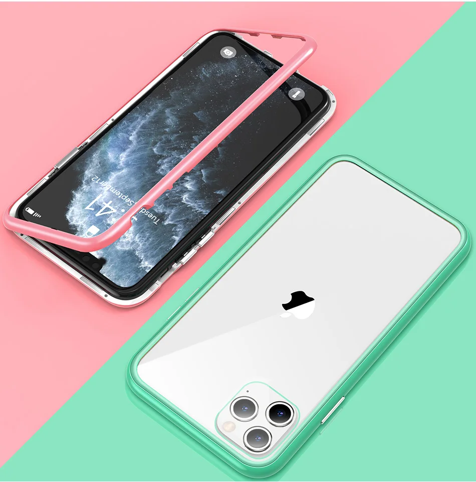Мягкий Металлический магнитный чехол для телефона для iPhone 11 Pro XS Max XR X, мягкий ПК Жесткий чехол s для iPhone 8 7 Plus, крепкий цветной чехол Простой и стильный, легкий, роскошный чехол для мобильного телефона