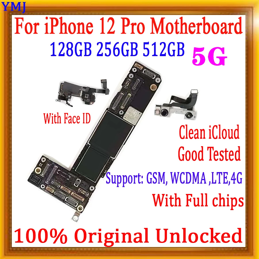 Full Working Motherboard for iPhone 12 Pro Support update Logic Board without /with Face ID CLean iCloud Replace Plate Test well