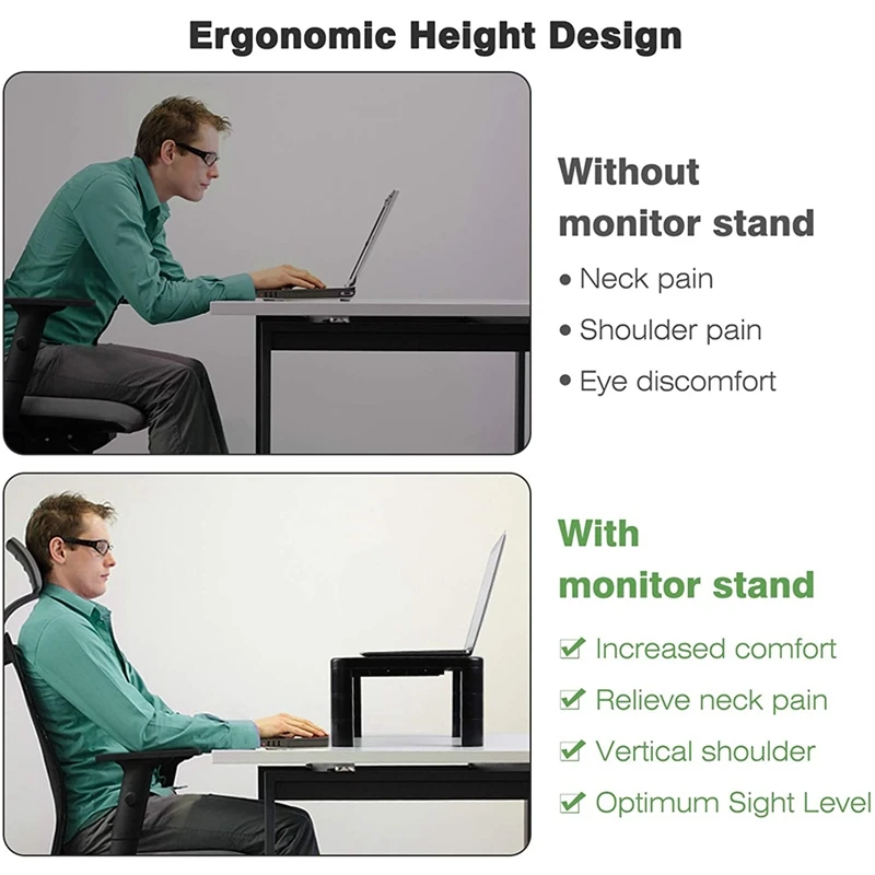 

Monitor Stand for Desk for PC Monitor, Laptop, Printer, Monitor Desk with Storage Organizer, Relieve Neck Pain