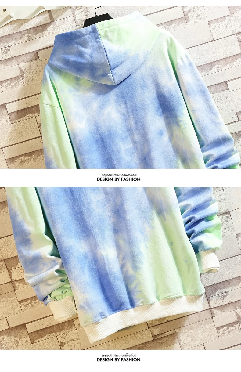 Толстовки мужские модные с принтом Tie Dye Повседневный хлопковый пуловер с капюшоном Мужская Уличная Джокер хип-хоп свободная толстовка мужская толстовка с капюшоном M-5XL