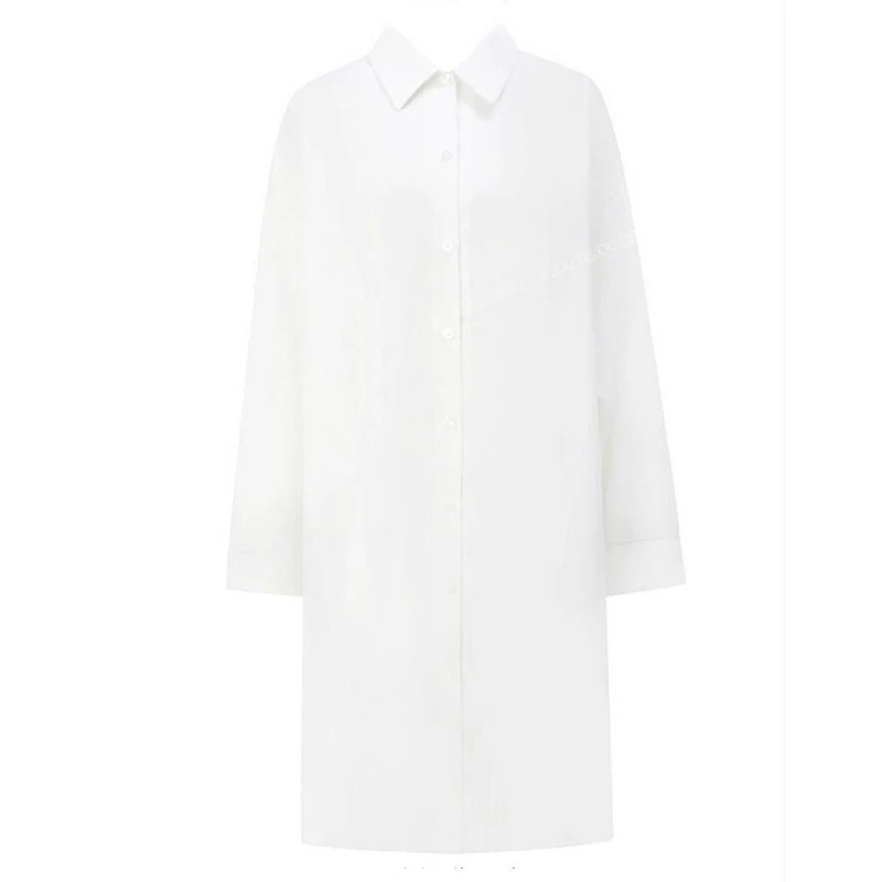 

Casual Women Loose White Spring Dress Ladies Long Sleeve Autumn Dress Female Turn Down Collar Dress for Autumn Vestidos