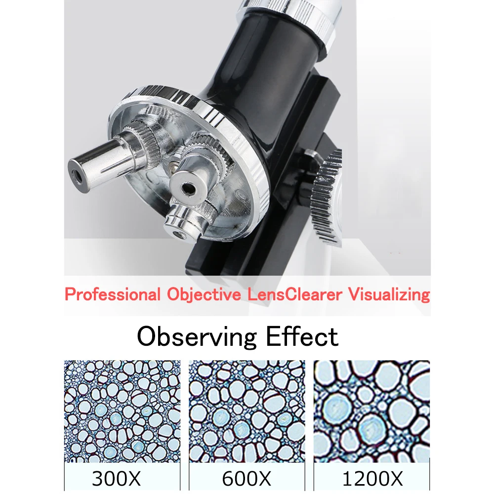 KKmoon Professional 100X-1200X Metal Biological Microscope Scientific Microorganism Microscopic Magnifier Set | Инструменты