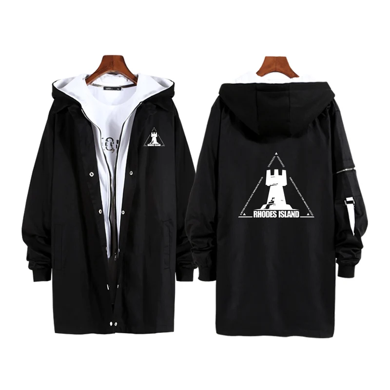 Черно-белое пальто для косплея Game Arknights длинное с островом Родоса длинная