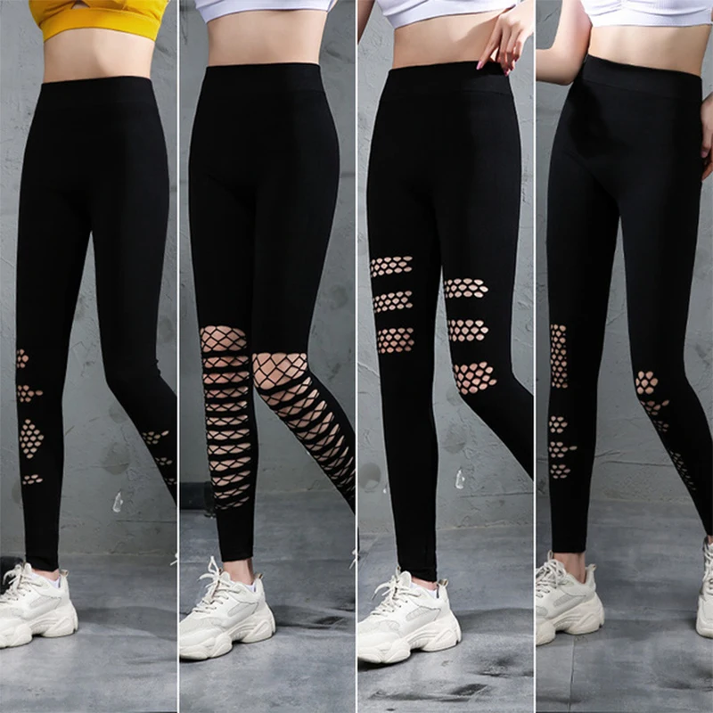 

Sexy Women Leggings Holes Pencil Pants High Waist Skinny Modal Leggings Plus Size Female Workout Fitness Legging Push Up Leggins