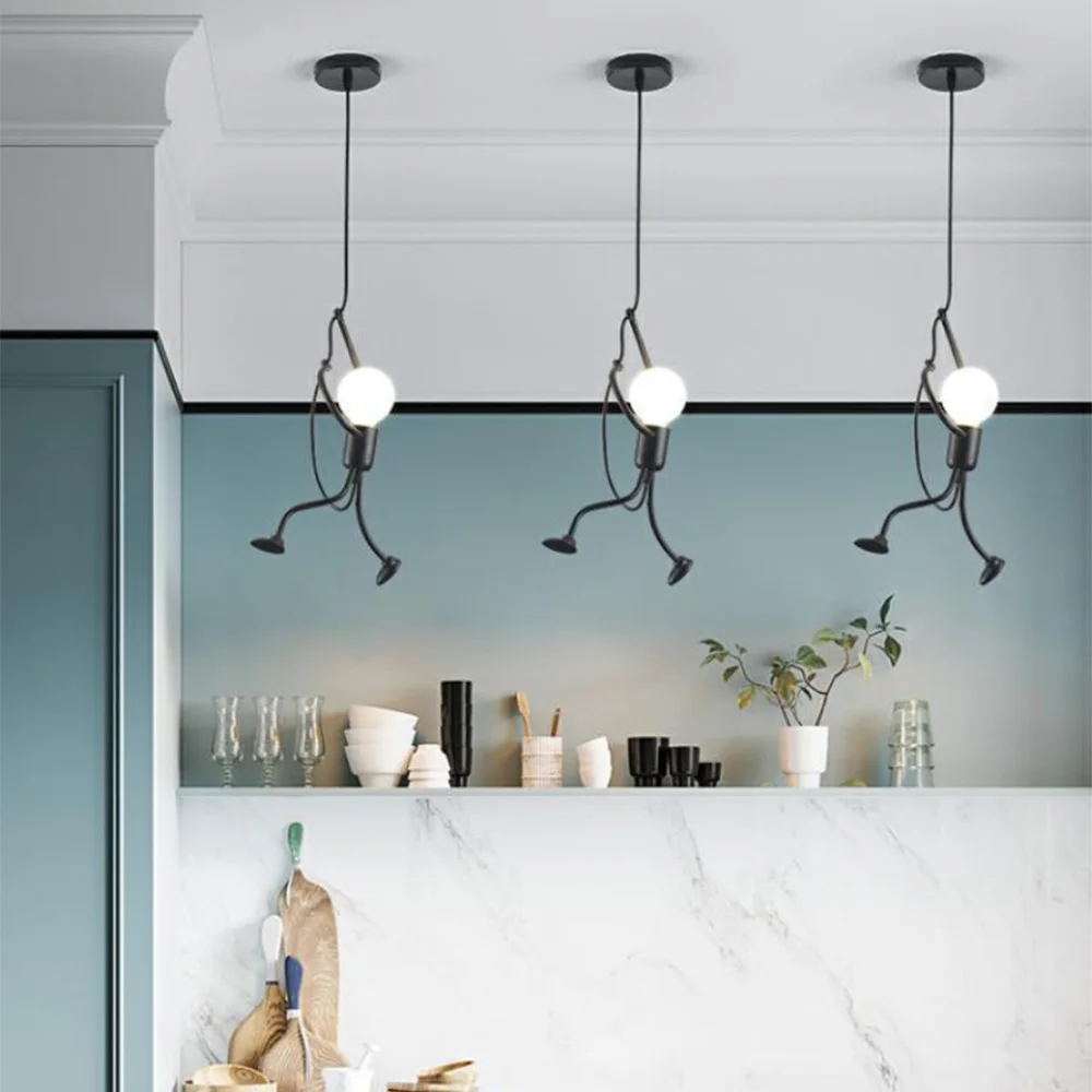 

Pendant Lamp Vintage Man Chandelier Hanging Lamp Industrial Kitchen Living Room Night Lamp Humanoid Ceiling Light Nachtlampje