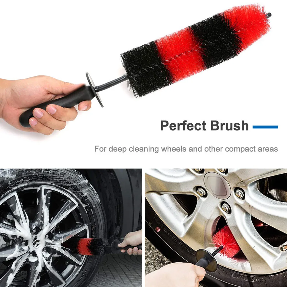 

Wheel Cleaning Brush Long Soft Bristle Car Wheel Flexible Brush Rim Tire Detail Brush Multipurpose Use Car Engine Brush Tools