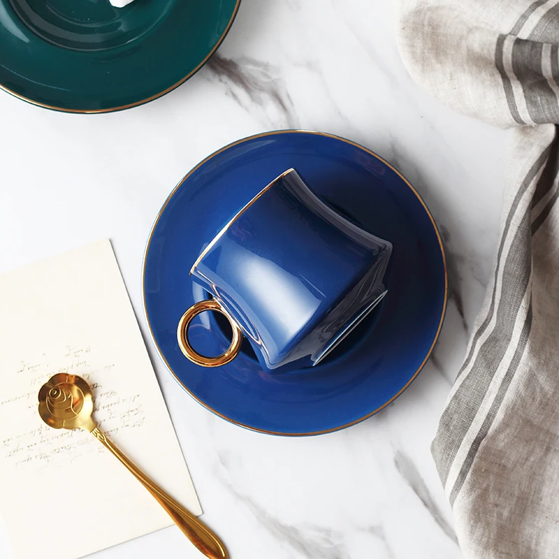 

Подставка фарфоровая кофейная чашка Латте Стекло Простой Европейский керамический набор кофейных чашек многоразовая семейная посуда для ...