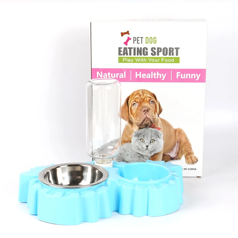 

Pet Supplies Pet Irregular Double Bowl Automatic Drinking Water Cats and Dogs Food Bowl Anti-slip and Non-wet Mouth Cat Supplies