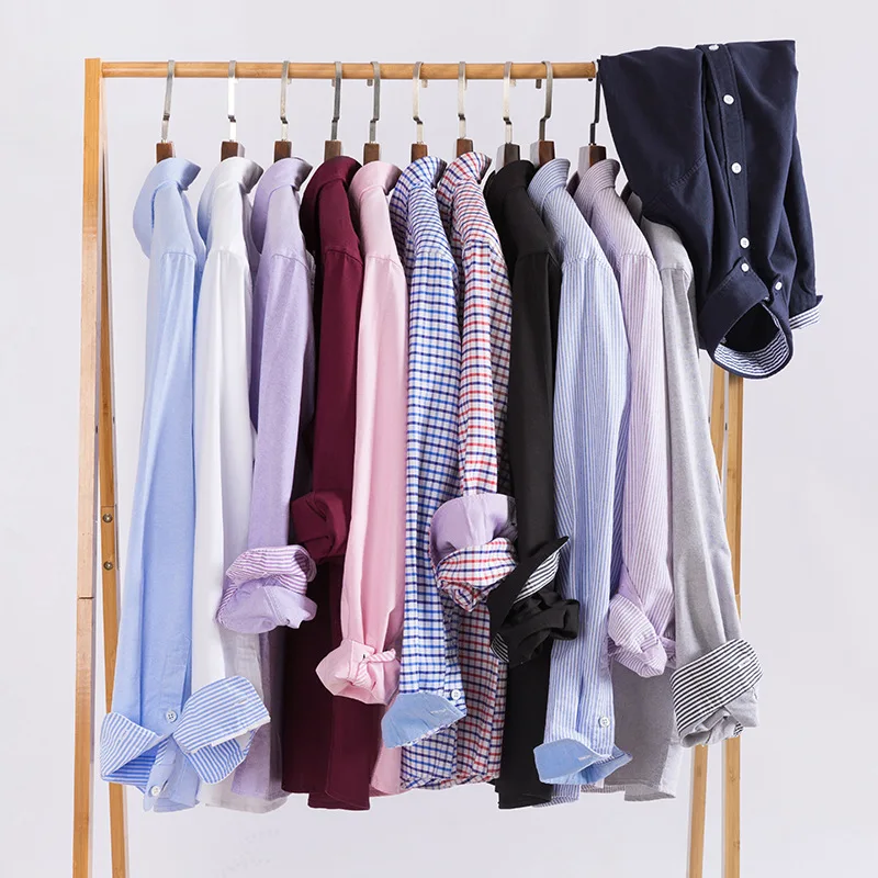 High Quality S-6XL 100% Pure Cotton Oxford Men's Plaid Shirts Man Home Casual Long sleeve Shirt for Men White Black Blue Shirt