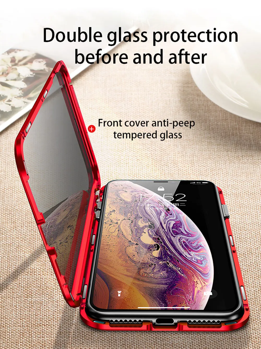Магнитный чехол 360 градусов для IPhone X XS MAX 7 6 6splus 8 PLUS, двухсторонний, полный ударопрочный защитный прозрачный чехол
